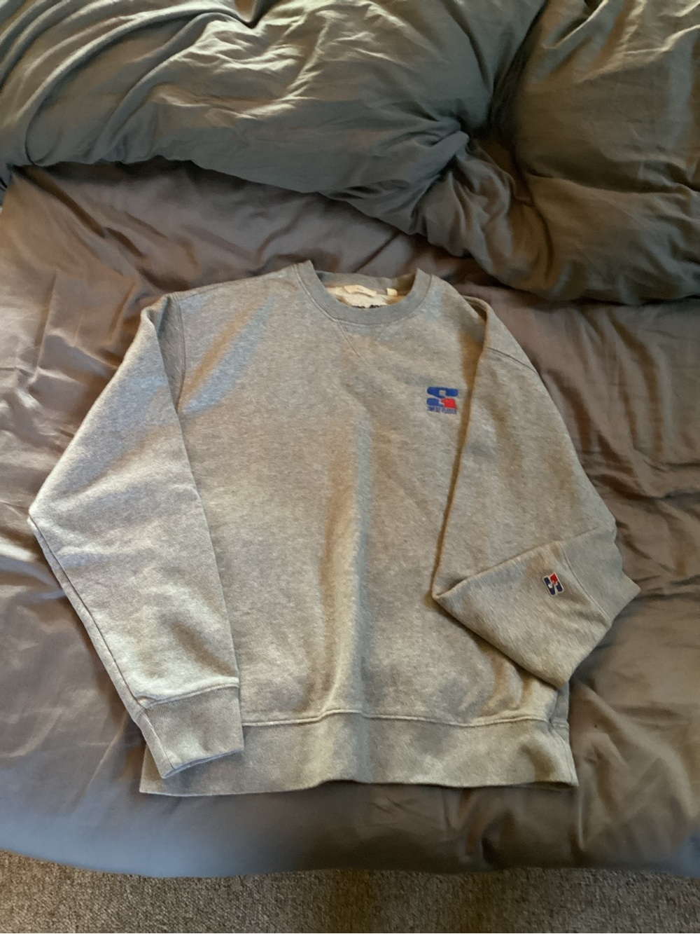 TNA Gray Crewneck Sweatshirt with Blue and Red Sweat Fleece  Logo